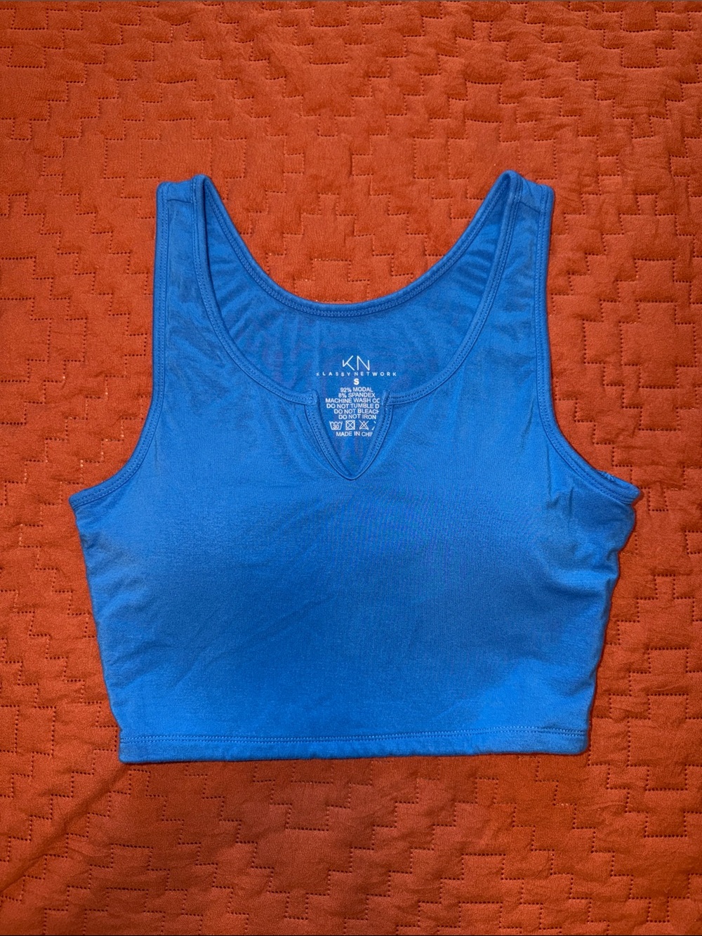 Klassy Network Blue Crop Tank Top - Size Small